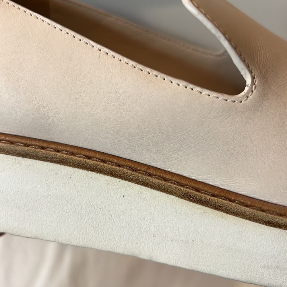 Vince loafers cream color with leather detail and white sole, size 7. - Picture 6 of 8